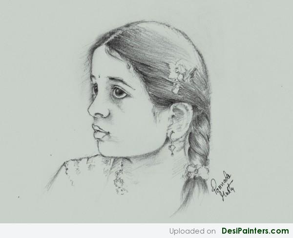 Pencil Sketch Of Indian Teenage Girl - DesiPainters.com