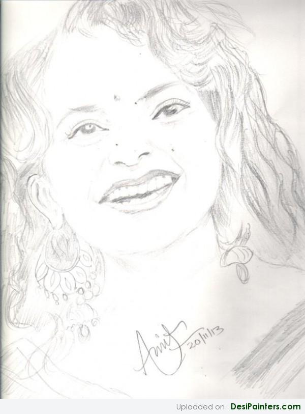 Pencil Sketch Of Kangana Ranawat - DesiPainters.com