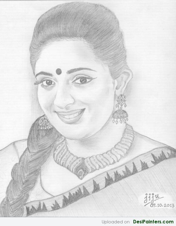 Pencil Sketch Of Kavya Madhavan - DesiPainters.com