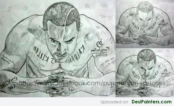 Pencil Sketch Of Aamir Khan In Ghajini