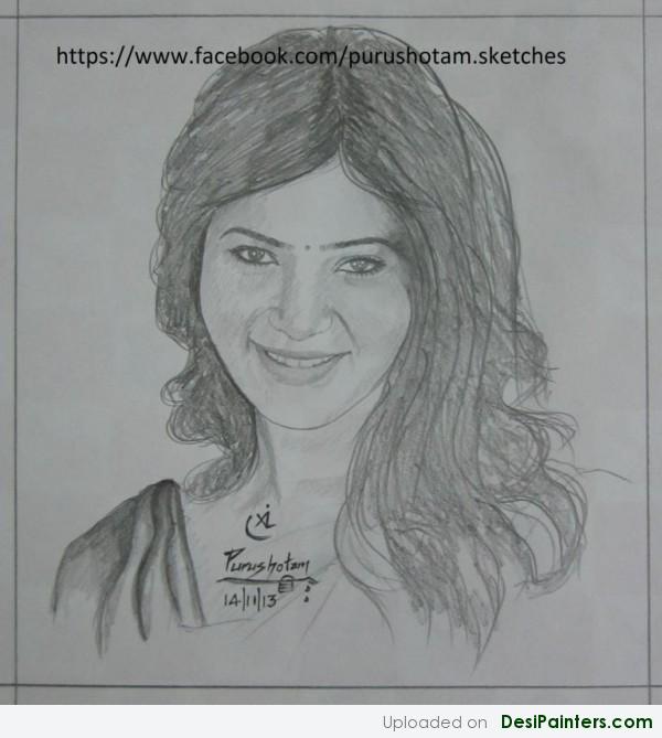 Pencil Sketch Of Samantha Ruth Prabhu - DesiPainters.com