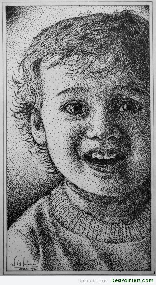 Dot Work Painting Of A Baby - DesiPainters.com