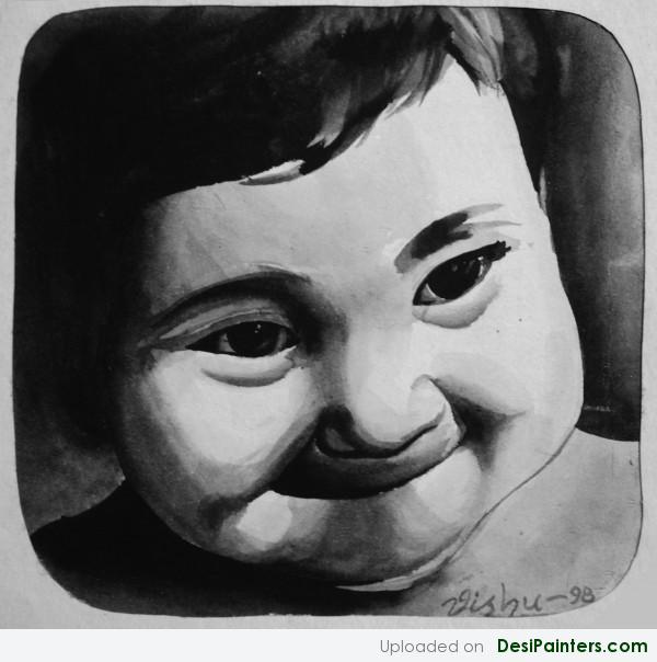 Painting Of A Smiling Baby Boy - DesiPainters.com