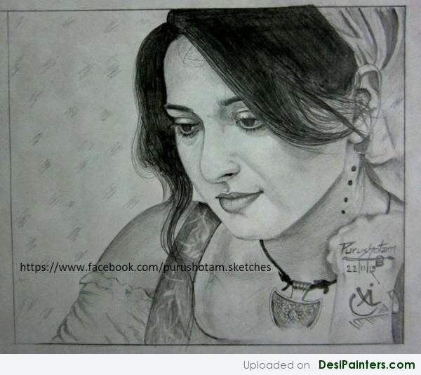 Sketch Of Telugu and Tamil Actress Anuskha Shetty Varna