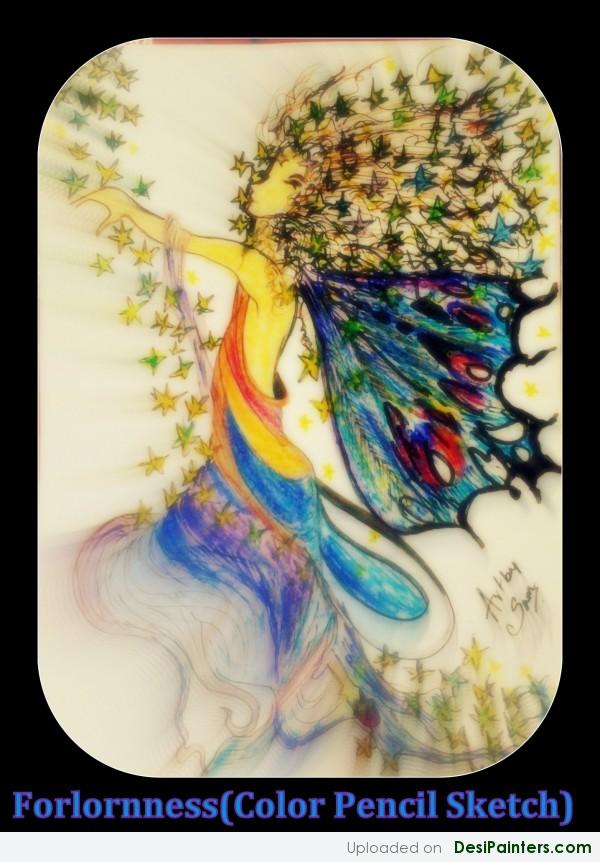 Pencil Colors Painting Of A Fairy - DesiPainters.com