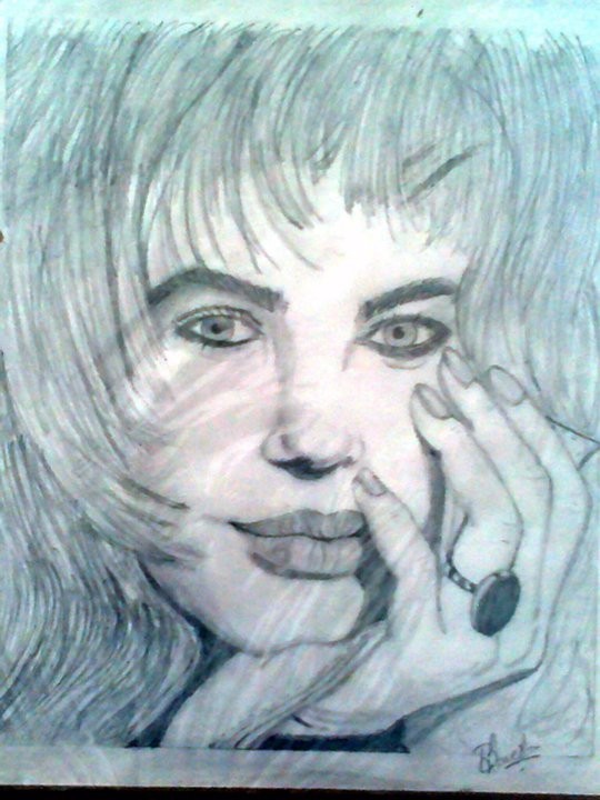 Pencil Sketch Of A Beautiful Lady - DesiPainters.com