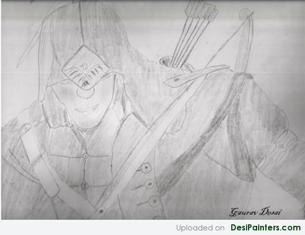 Pencil Sketch Of Warrior By Gaurav Desai