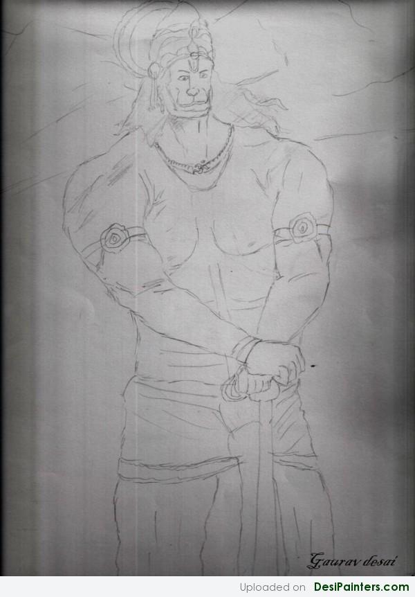 Pencil Sketch Of Shri Hanuman Ji - DesiPainters.com