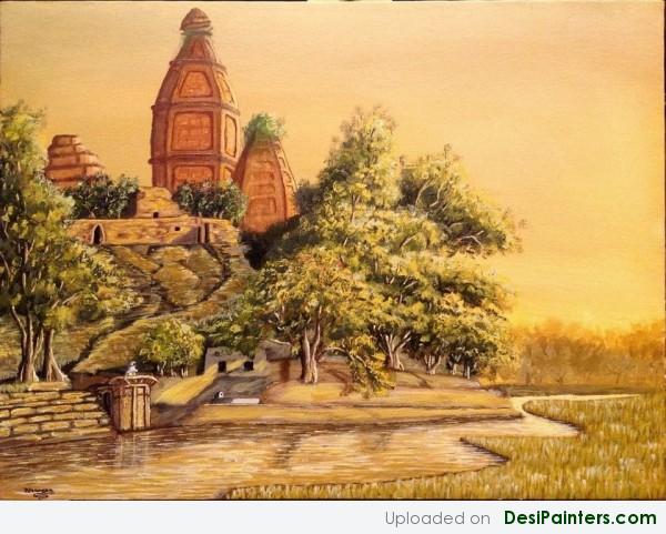 Painting Of A Vrindavan Temple - DesiPainters.com