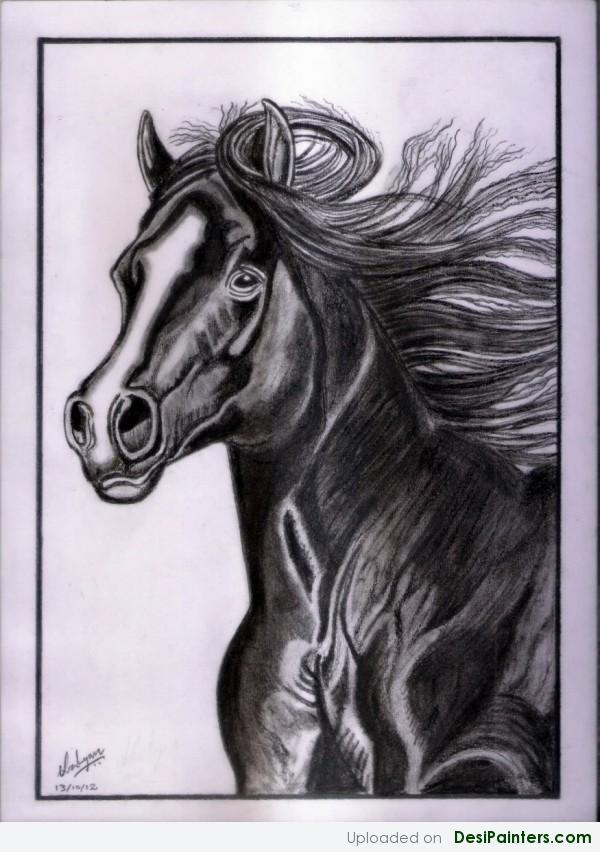 The Royal Rider : Realistic Pencil Sketch Of Horse - DesiPainters.com