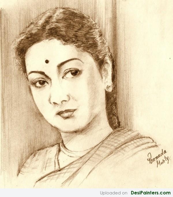 Sketch Of South Indian Actress Savitri - DesiPainters.com
