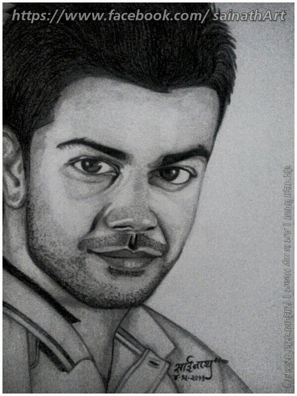 Charcoal Sketch Of Mr. Game Finisher, Virat Kohli - DesiPainters.com