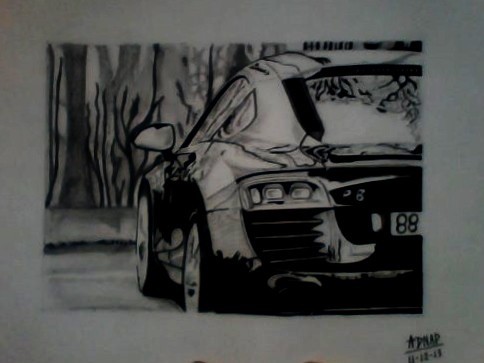 Painting Of A Car From Back Side