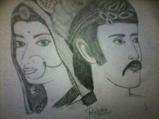 Pencil Sketch Of Jodha Akbar - DesiPainters.com