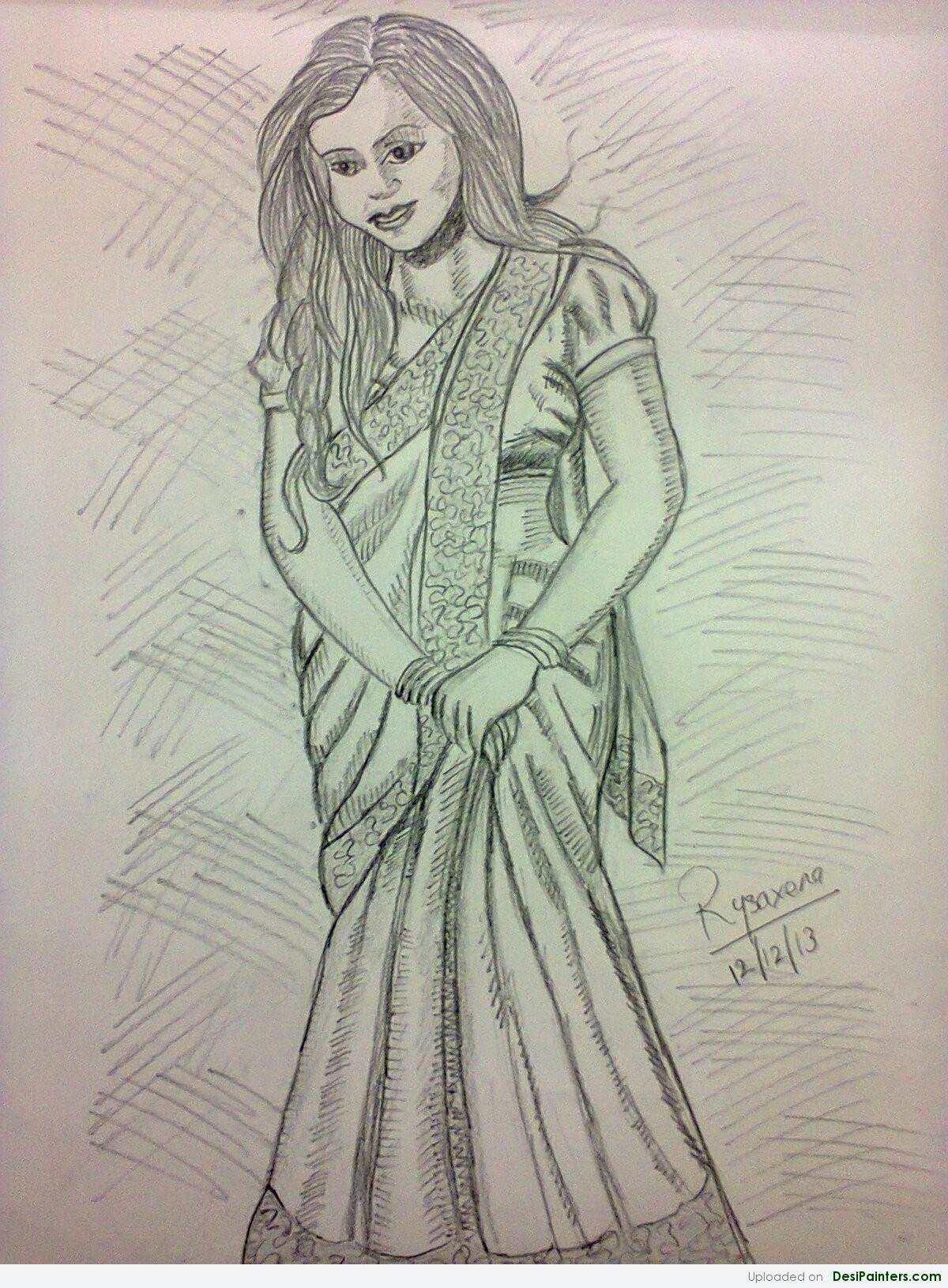 RH ART Academy - Backside saree girl simple Pencilsketch... | Facebook