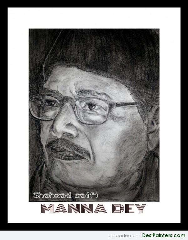 Pencil Sketch Of Manna Dey - DesiPainters.com