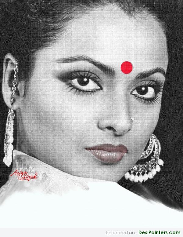 Digital Painting Of Actress Rekha Ji - DesiPainters.com