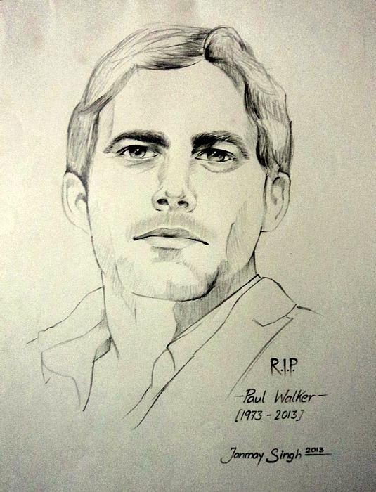 Pencil Sketch Of Actor Paul Walker - DesiPainters.com