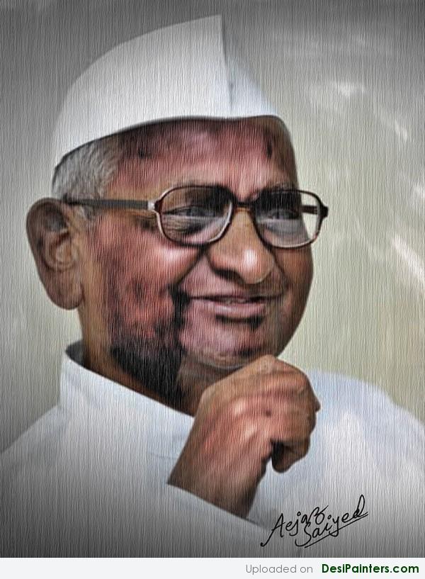 Digital Painting Of Anna Hazare - DesiPainters.com