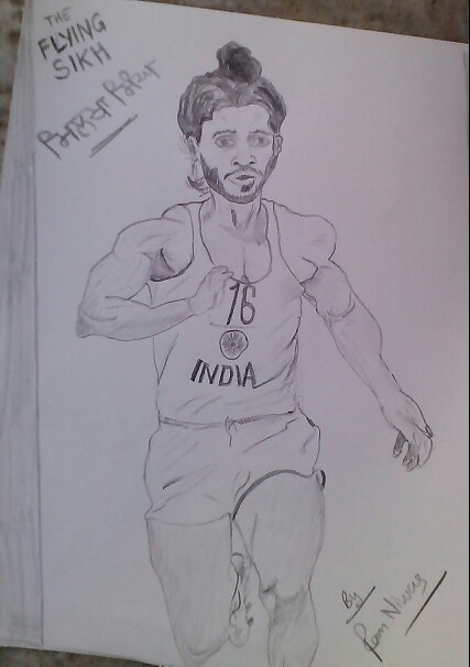 Pencil Sketch Of Milkha Singh - DesiPainters.com
