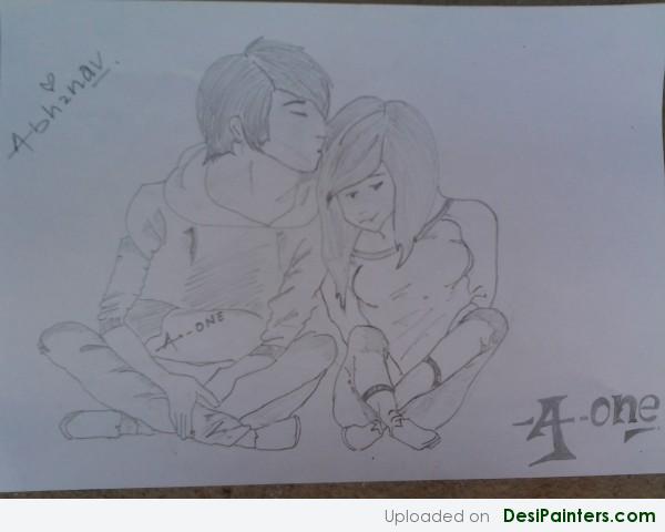 Pencil Sketch Of Love Couple - DesiPainters.com