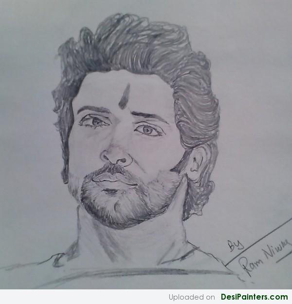 Pencil Sketch Of Actor Hrithik Roshan - DesiPainters.com