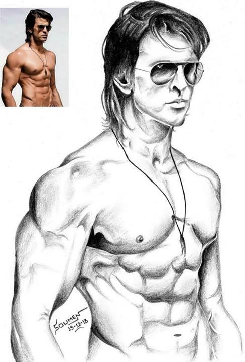 Pencil Sketch Of Hrithik Roshan - DesiPainters.com