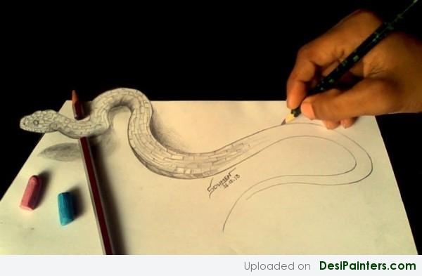 3D Sketch Of A Snake