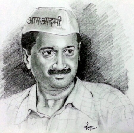 Sketch Of Arvind Kejriwal By Mayur - DesiPainters.com