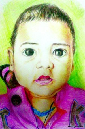 Pencil Colors Of A Cute Baby Girl