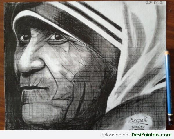 Pencil Sketch Of Mother Teresa - DesiPainters.com