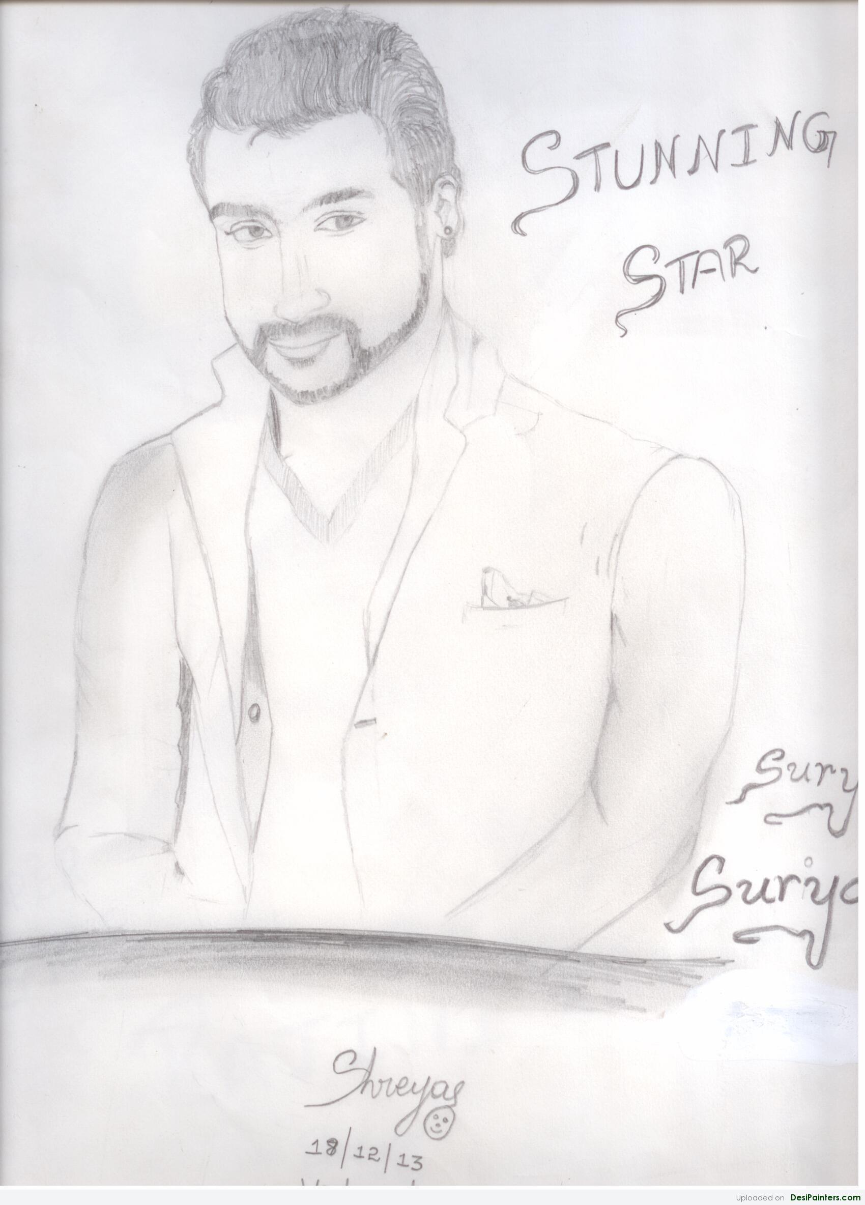 Pencil Sketch Of Surya By Shreyas