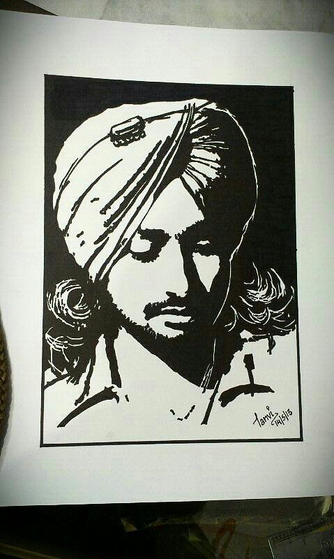 Portrait of Satinder Sartaaj - DesiPainters.com