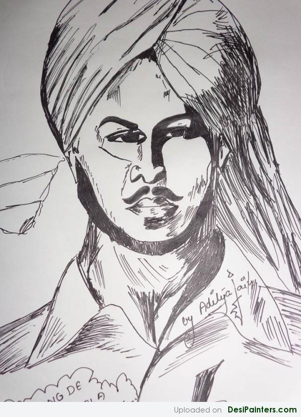 Pencil Sketch Of Bhagat Singh - DesiPainters.com