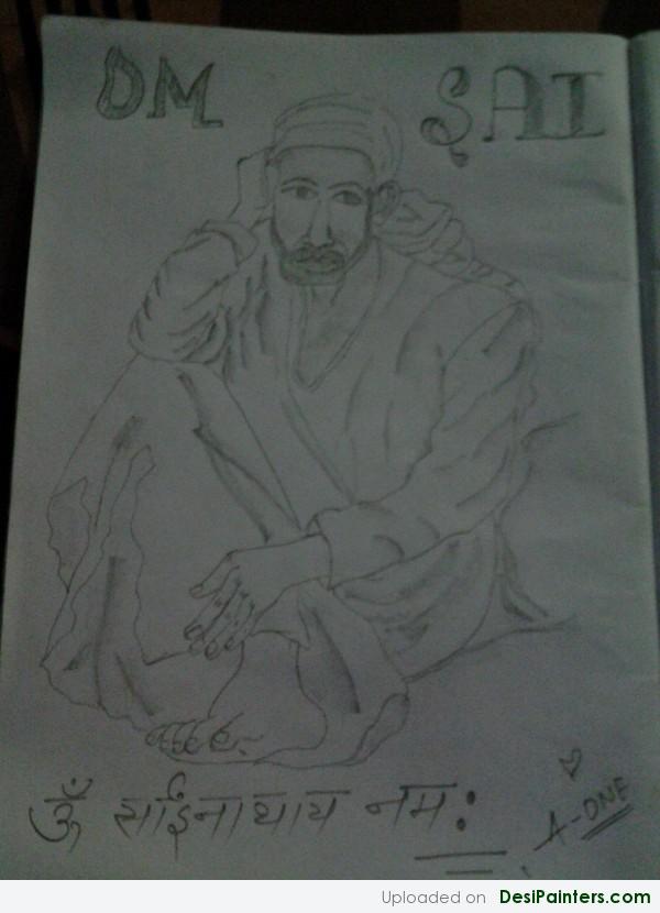 Pencil Sketch Of Sai Baba - DesiPainters.com