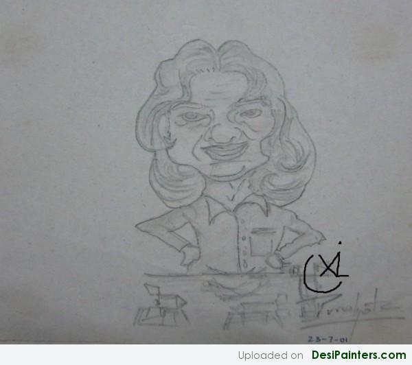 Pencil Cartoon of APJ Abdul Kalaam