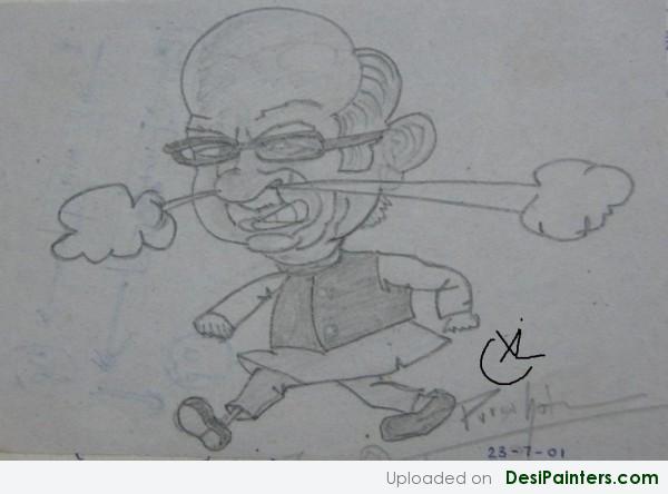 Pencil Cartoon of L K Advani - DesiPainters.com