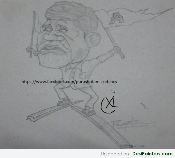 Pencil Cartoon of Chandra Babu Naidu