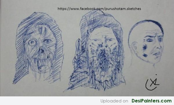 Ink Sketch Of Mummy Returns - DesiPainters.com