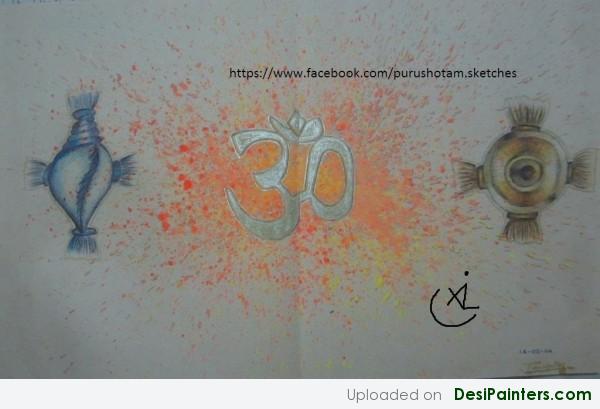 Painting Of Om- The Lasting Sound - DesiPainters.com