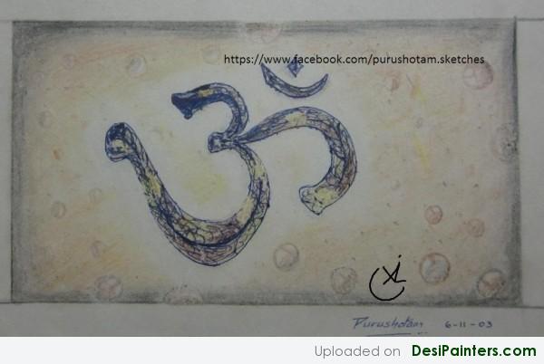Pencil Colors Painting Of Om Symbol - DesiPainters.com