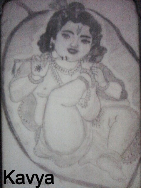 Pencil Sketch Of Krishna - DesiPainters.com