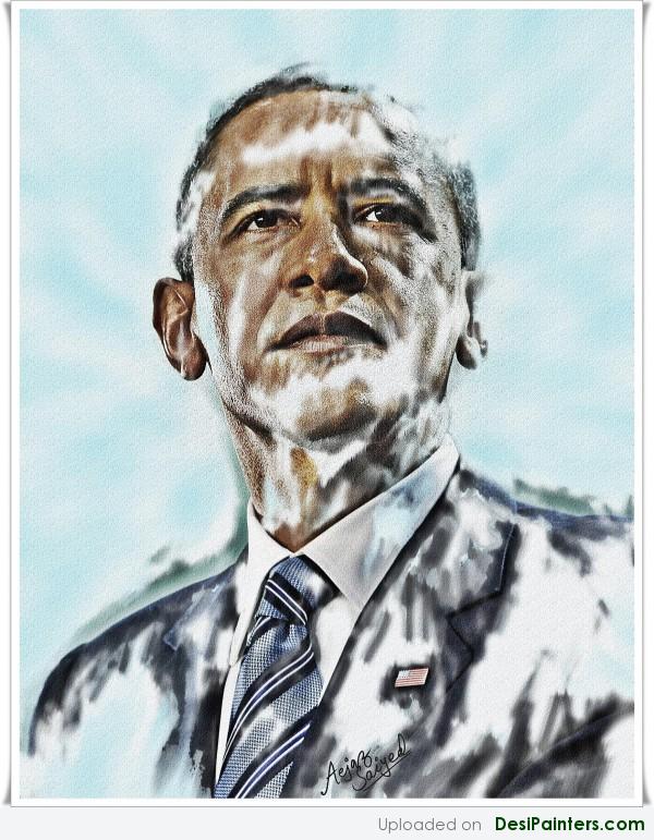 Digital Painting Of Barack Obama