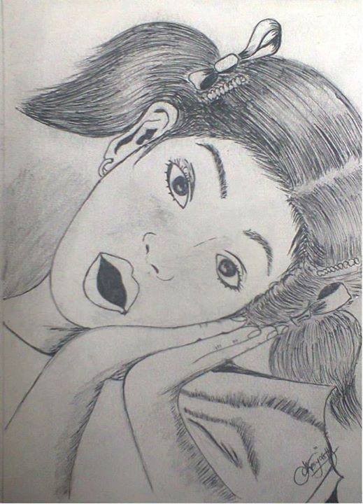 Pencil Sketch Of Teenager Girl