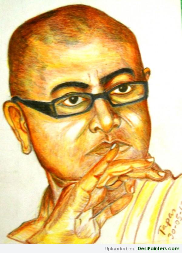 Pencil Colors Painting Of Rituparno Ghosh