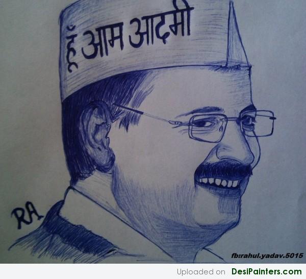 Ink Painting Of Arvind Kejriwal - DesiPainters.com