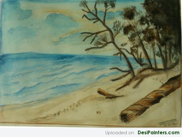 Painting Of Kala Patthar Beach - DesiPainters.com