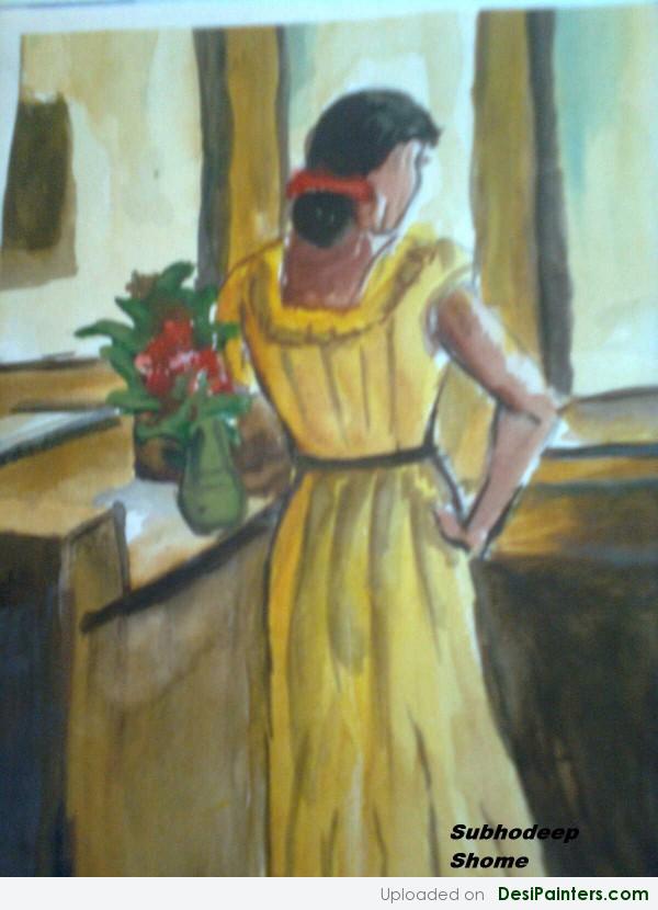 Painting Of A Girl From Back - DesiPainters.com