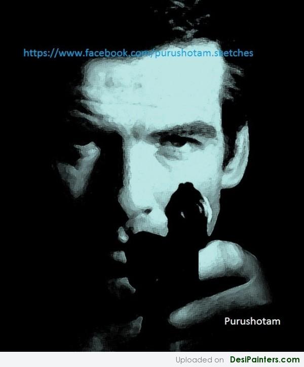 Oil Painting- Brosnan – James Bond 007 - DesiPainters.com