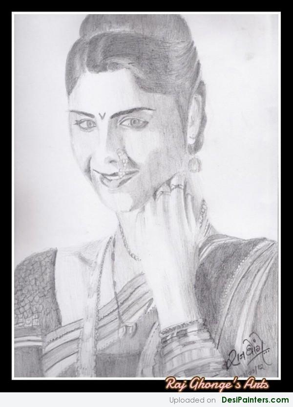 Pencil Sketch Of Sonali Kulkarni